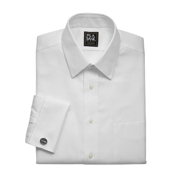 Jos A. Bank Men's White Cotton Button Down Dress Shirt that uses cuff links Just - Picture 1 of 10